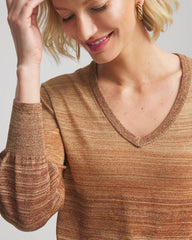 Chico's Women | Ombre Metallic Pullover Sweater CARAMEL APPLE