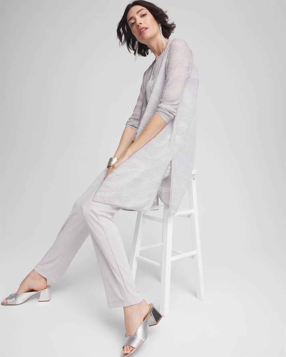 Travelers™ Zebra-Motif Metallic Cardigan