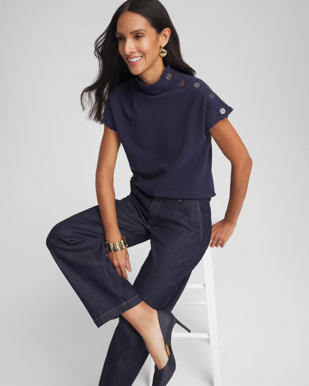 Chico's Women | Ottoman Cap Sleeve Tee PASSPORT BLUE