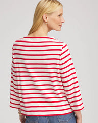 Chico's Women | Bateau Neck Stripe Top LOVE LETTER RED
