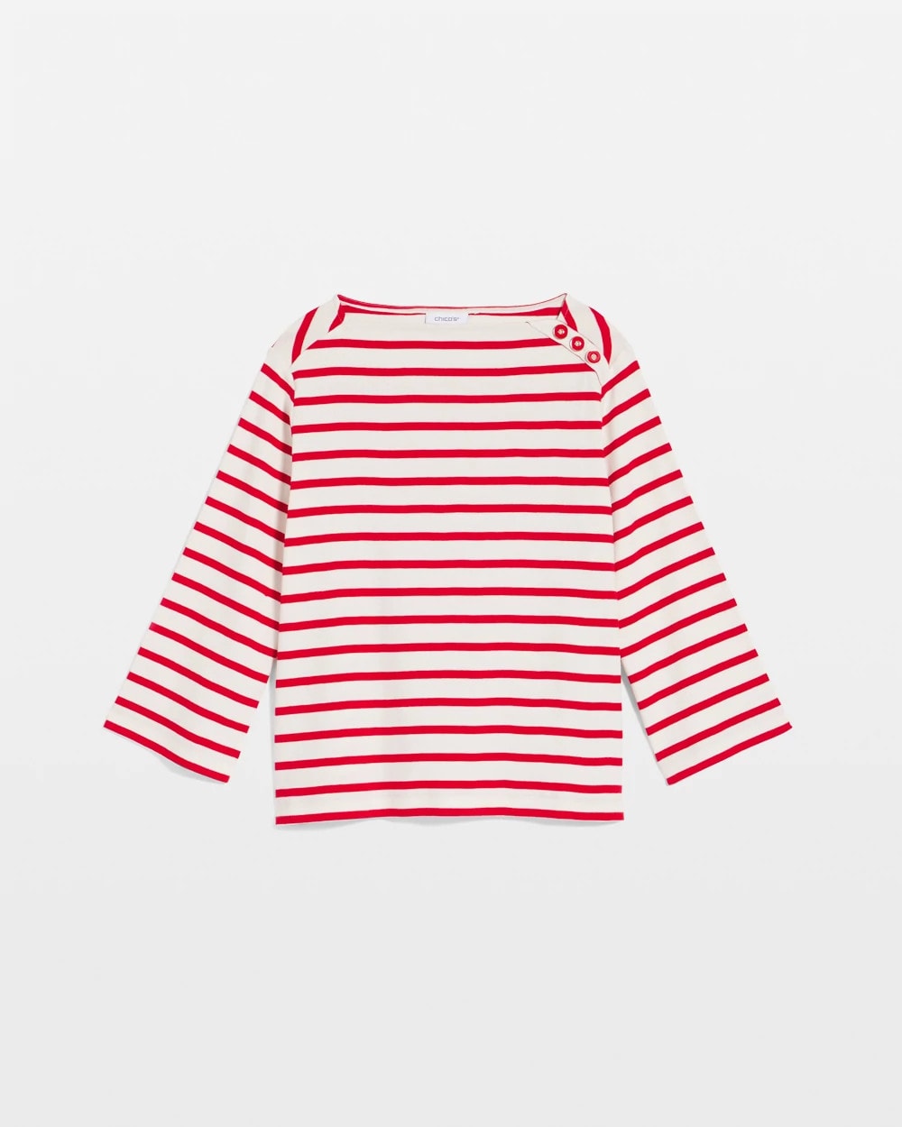 Chico's Women | Bateau Neck Stripe Top LOVE LETTER RED