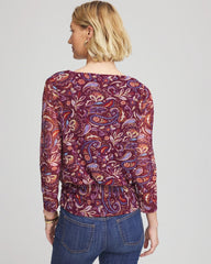 Chico's Women | Paisley Textured Banded-Hem Top DEEP CHIANTI