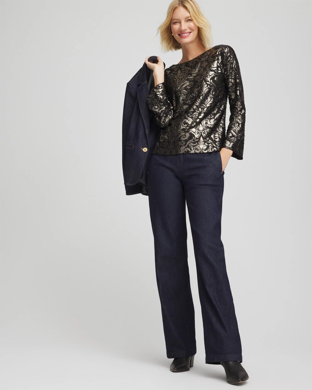 Art Deco Burnout Jacquard Top