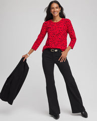 Chico's Women | Lover Girl Button Heart Tee LOVE LETTER RED