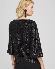 Chico's Women | Sparkling Sequin Party Tee BLACK