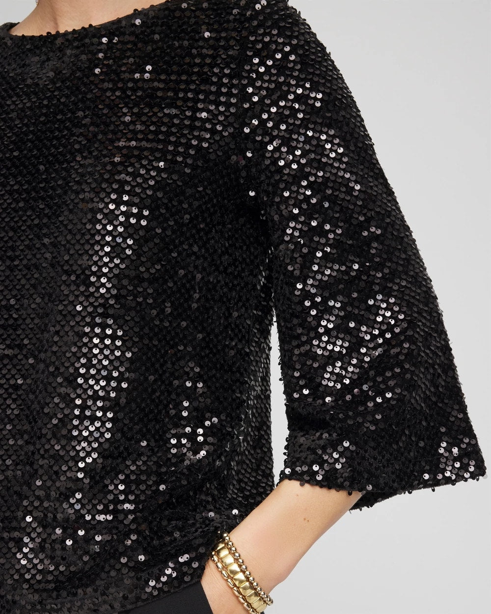 Chico's Women | Sparkling Sequin Party Tee BLACK