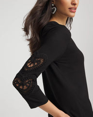 Chico's Women | Heart Sleeve Detail Tee BLACK