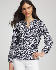 Chico's Women | Zebra Waves Crinkle Top PASSPORT BLUE