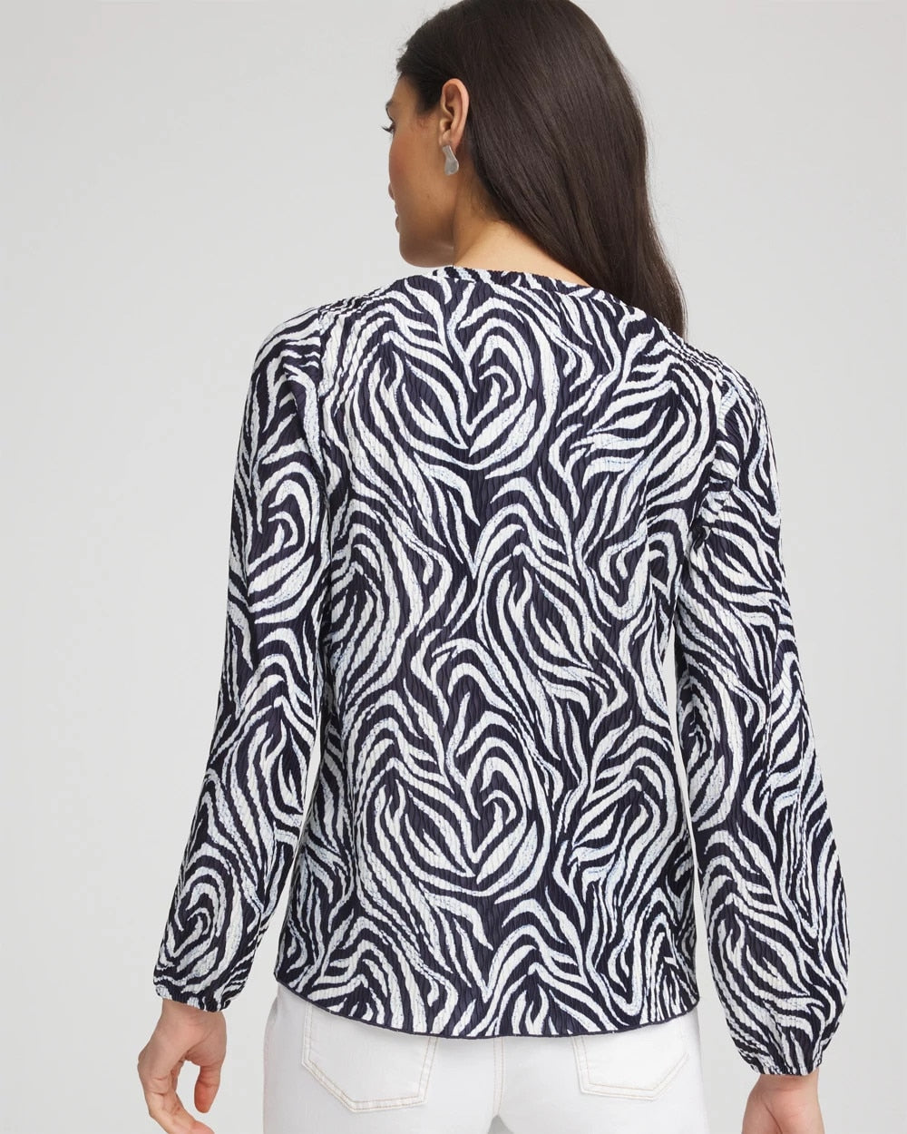 Chico's Women | Zebra Waves Crinkle Top PASSPORT BLUE