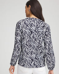 Chico's Women | Zebra Waves Crinkle Top PASSPORT BLUE