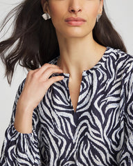 Chico's Women | Zebra Waves Crinkle Top PASSPORT BLUE