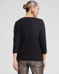 Chico's Women | 3/4 Sleeve V-Neck Tee BLACK