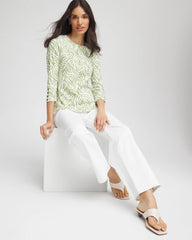 Chico's Women | Pima Button Sleeve Tee GRASSY GREEN