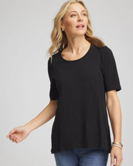 Chico's Women | Slub Paneled Elbow Tee BLACK