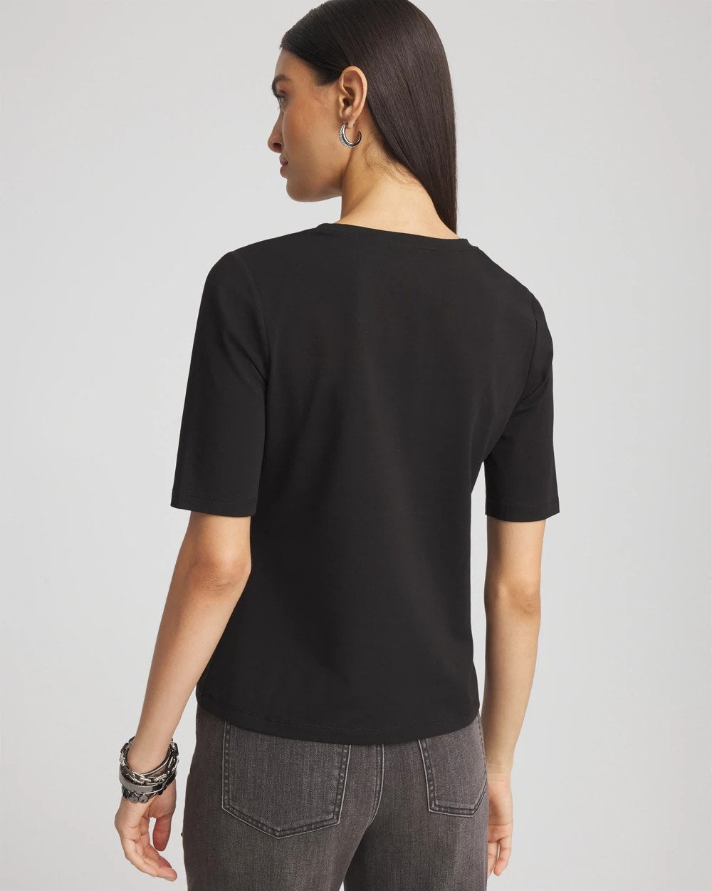 Chico's Women | Perfect Elbow Sleeve Tee BLACK