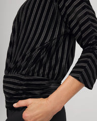 Chico's Women | Velvet Burnout Stripe Banded-Bottom Top BLACK