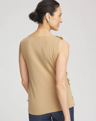 Chico's Women | Sleeveless Ruffle-Appliqué Tank Top CAFE AROMA