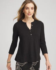 Chico's Women | Cotton Slub Henley Shirt BLACK