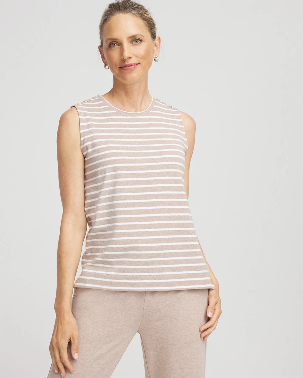 Zenergy® UPF Sleeveless Metallic-Striped Tank