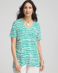 Chico's Women | Tropical Short Sleeve Forward-Seam Tee EDEN GREEN