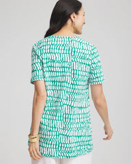 Chico's Women | Tropical Short Sleeve Forward-Seam Tee EDEN GREEN