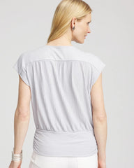Chico's Women | Foiled Knit Banded Bottom Top DOVE GRAY