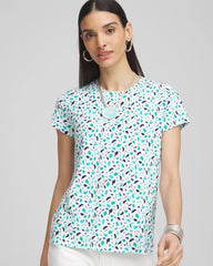 Chico's Women | Polka-Dot Crewneck Perfect Tee ALABASTER