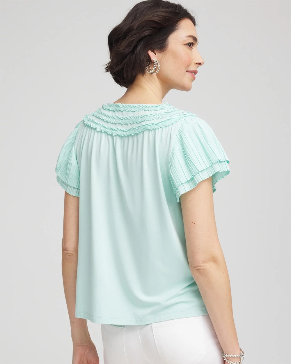 Touch of Cool™ Layered Pleated Flutter Tee