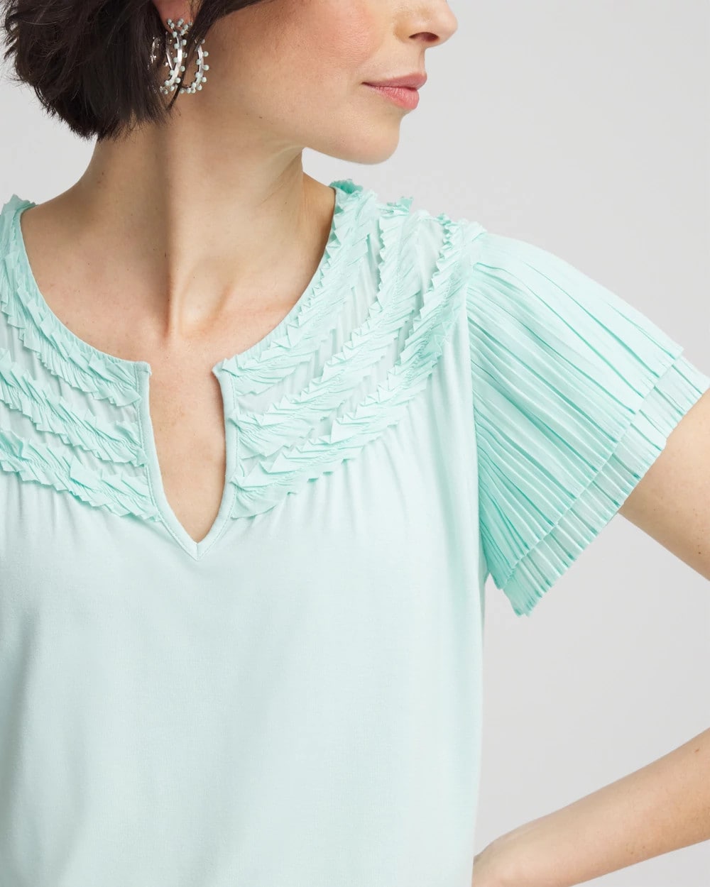 Touch of Cool™ Layered Pleated Flutter Tee
