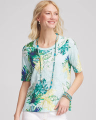 Chico's Women | Island Print Slub Short-Sleeve Tee TEAL WATERS
