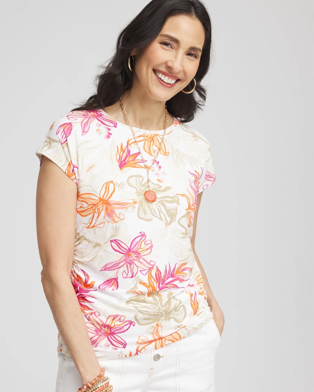 Touch of Cool™ Tropical Floral Dolman Tee