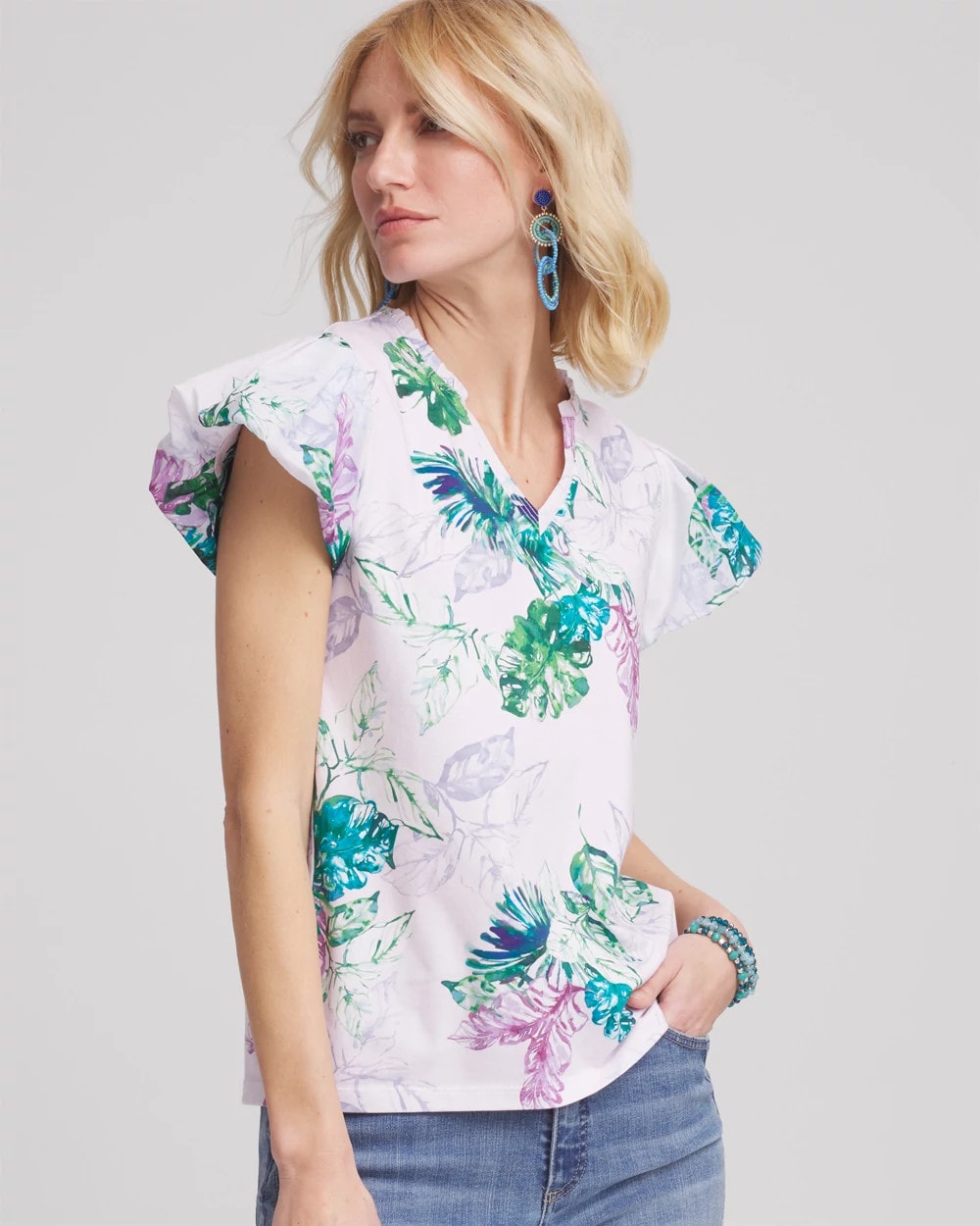 Chico's Women | Notch Neck Cap Sleeve Tee GENTLE LAVENDER