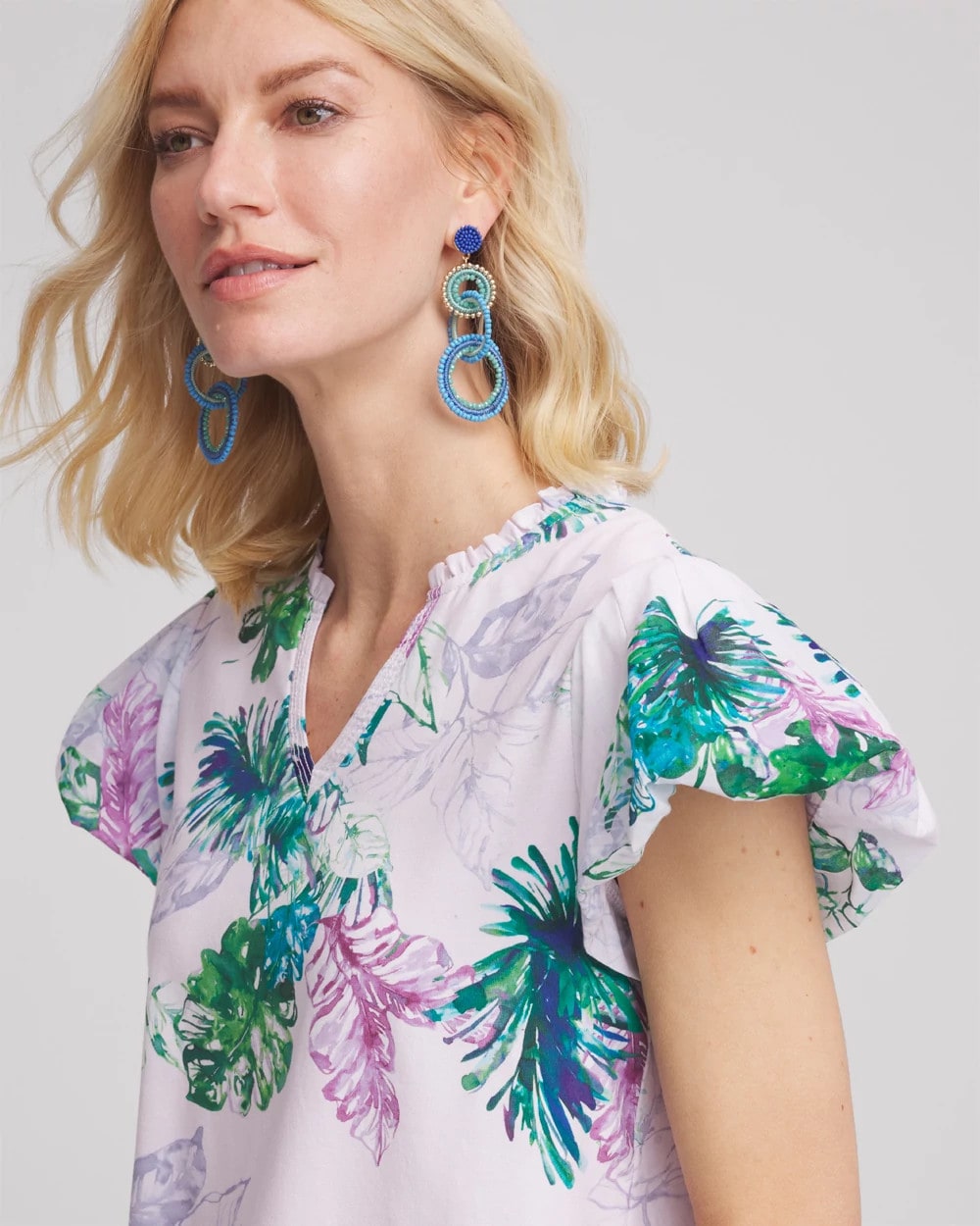 Chico's Women | Notch Neck Cap Sleeve Tee GENTLE LAVENDER