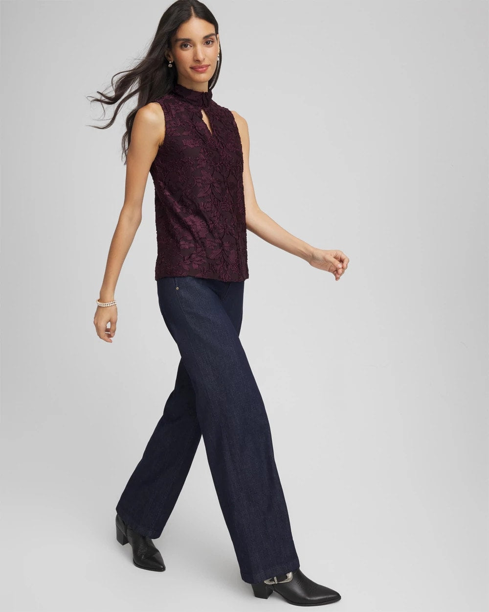 Chico's Women | Burnout Mockneck Tank NIGHT BLOOM