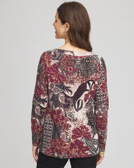 Chico's Women | Printed Pima Cotton Bateau-Neck Tee ROCKY MOUNTAIN
