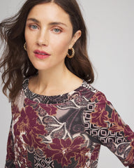 Chico's Women | Printed Pima Cotton Bateau-Neck Tee ROCKY MOUNTAIN