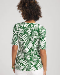 Chico's Women | Palm-Frond-Motif Classic-Fit Pima Tee PALM LEAF