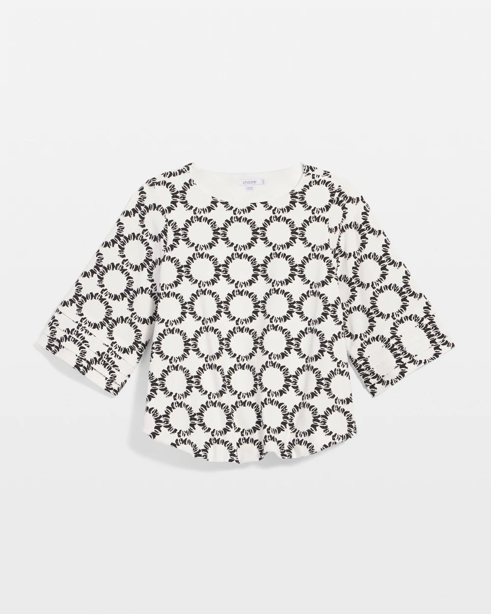 Chico's Women | Geo Print Boatneck Bubble-Hem Top ECRU