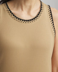 Chico's Women | Contrast-Trim Ribbed Cotton Tank Top CAFE AROMA
