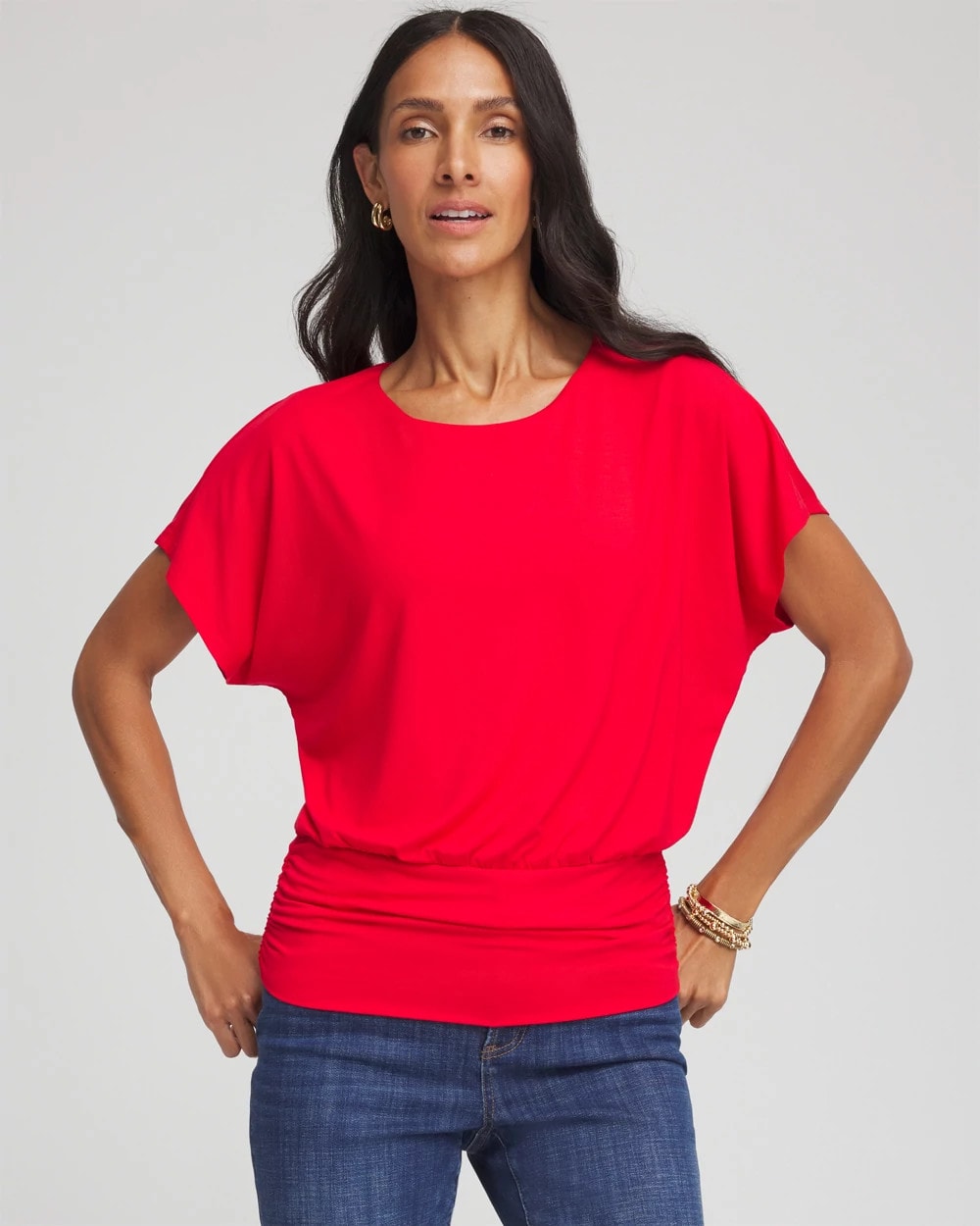 Touch of Cool™ Ruched Banded Hem Top