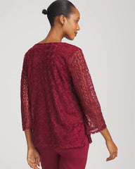 Chico's Women | Embroidered Mesh Tunic Top RUSSET RED