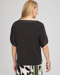 Chico's Women | Jersey & Satin Dolman Tee BLACK