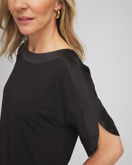 Chico's Women | Jersey & Satin Dolman Tee BLACK