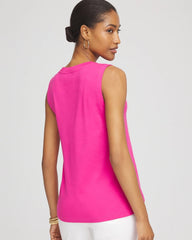 Chico's Women | Sleeveless V-Neck Button Tank CRUSHED BERRIES