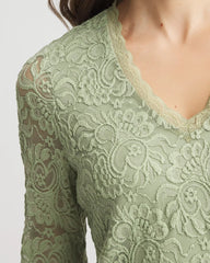 Chico's Women | Lace Scallop-Hem Knit Tee SAGE MEADOW