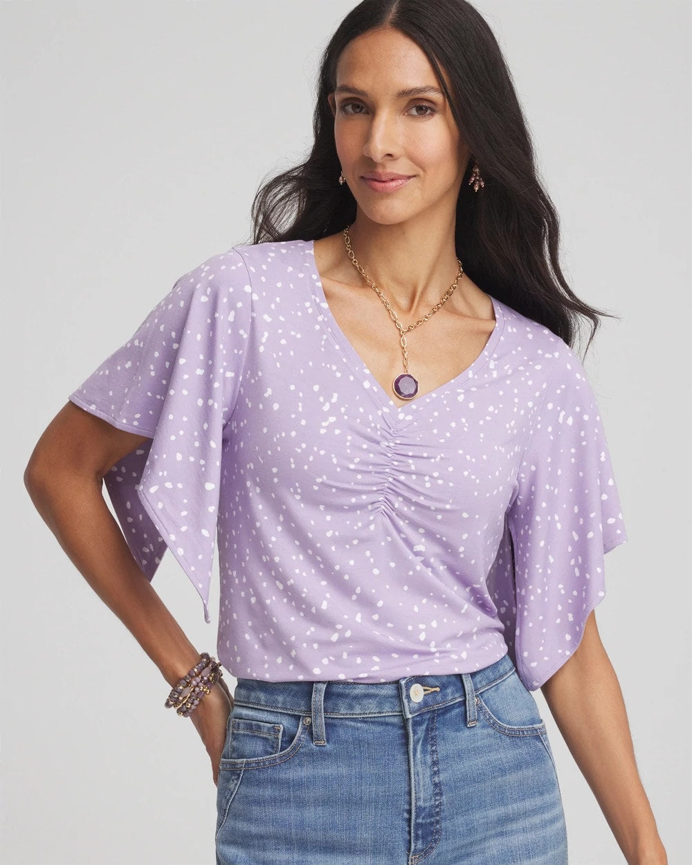 Touch of Cool™ Handkerchief-Sleeve V-Neck Tee