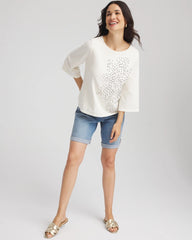 Chico's Women | Soutache Embroidered Wildflower Top ECRU