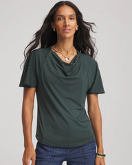 Chico's Women | Jersey Knit Cowlneck Tee DARKEST SPRUCE