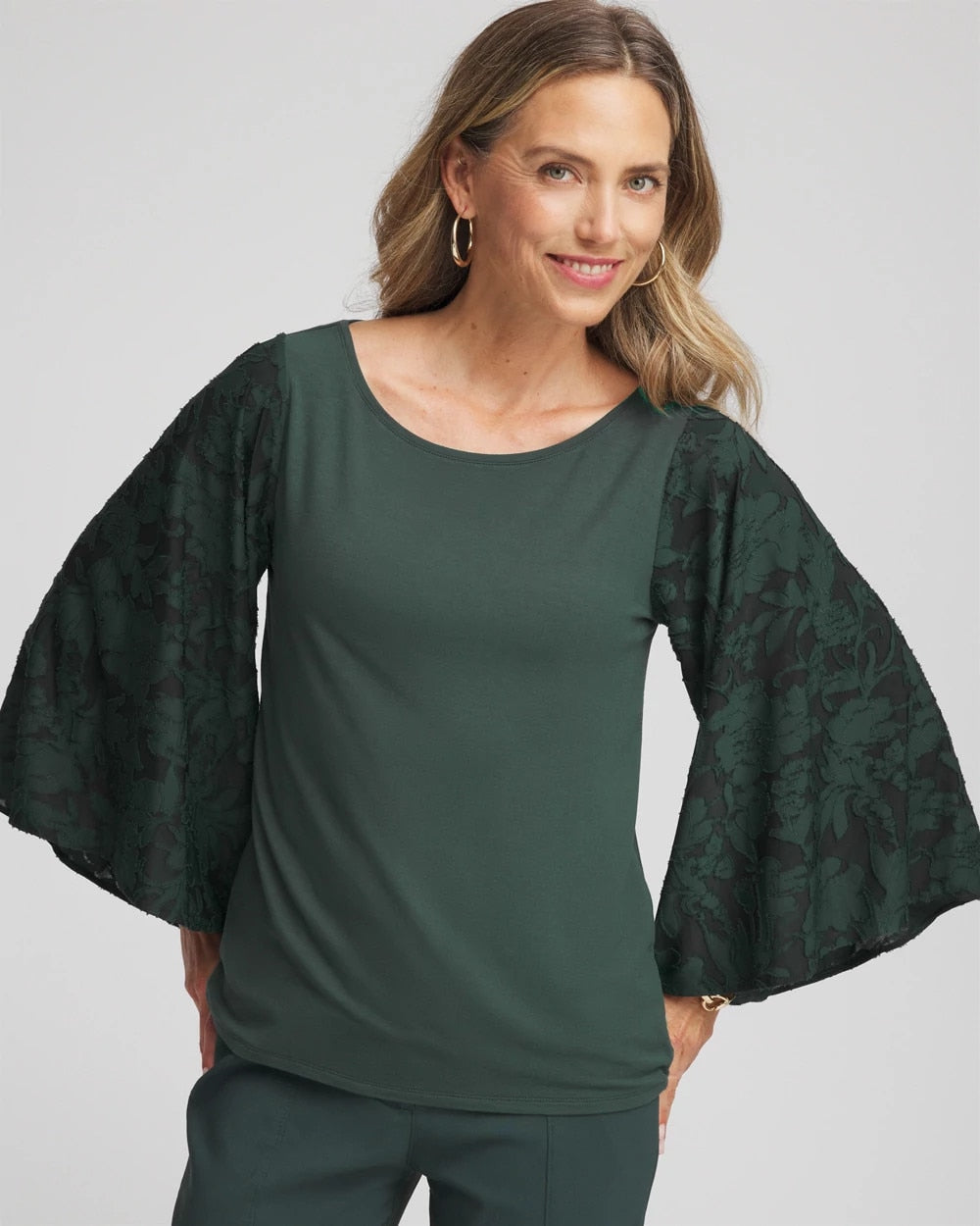 Touch of Cool™ Burnout Angel-Sleeved Top
