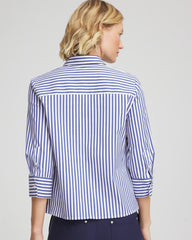 Chico's Women | Stripe Mixing Poplin Shirt HIDDEN SAPPHIRE
